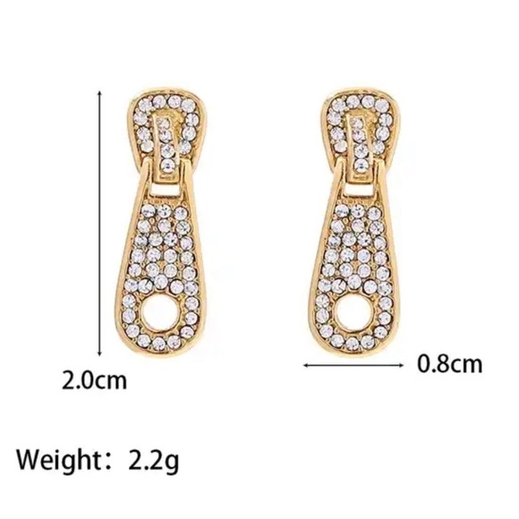 18k Gold Plated Cubic Zirconia Zip Drop Earrings - Picture 5 of 8
